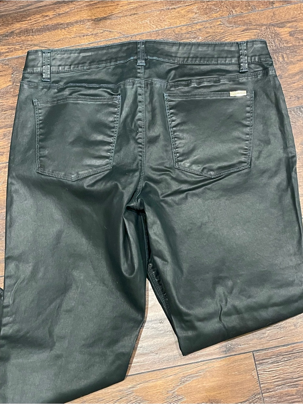 White House Black Market Black Slim Straight Coated Jeans